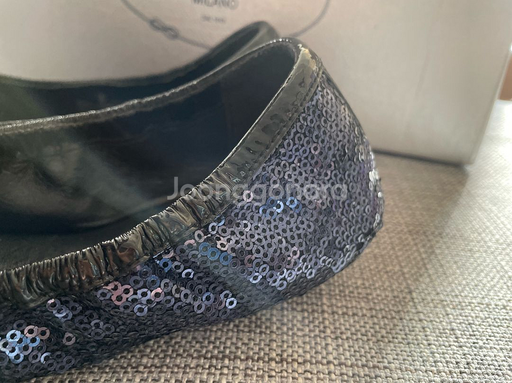 정품 프라다 리본 발레리나 플랫슈즈 37사이즈--5