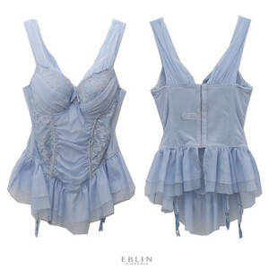 에블린 블루하와이 4종 세트(뷔스티에,팬티2종,가터벨트)