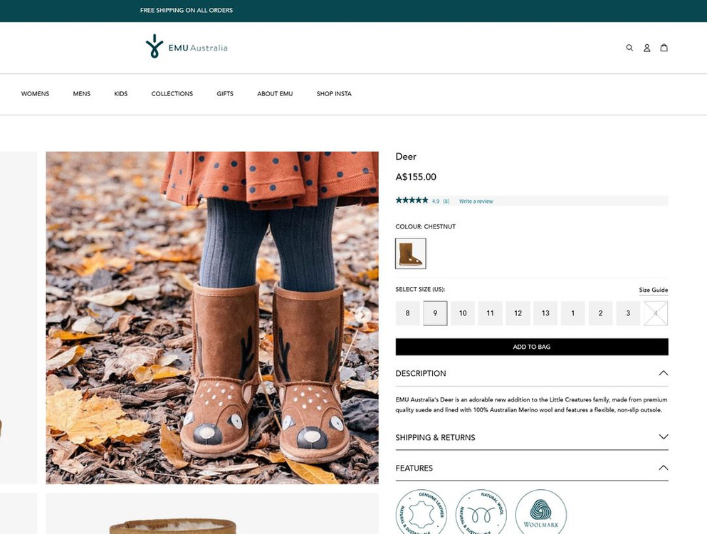 emu 이뮤 australia 유아 어그 팝니다 사이즈155 160--8