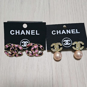 CC 로고 진주 귀걸이 세트