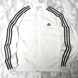 아디다스 화이트x실버 스티치 바람막이 자켓