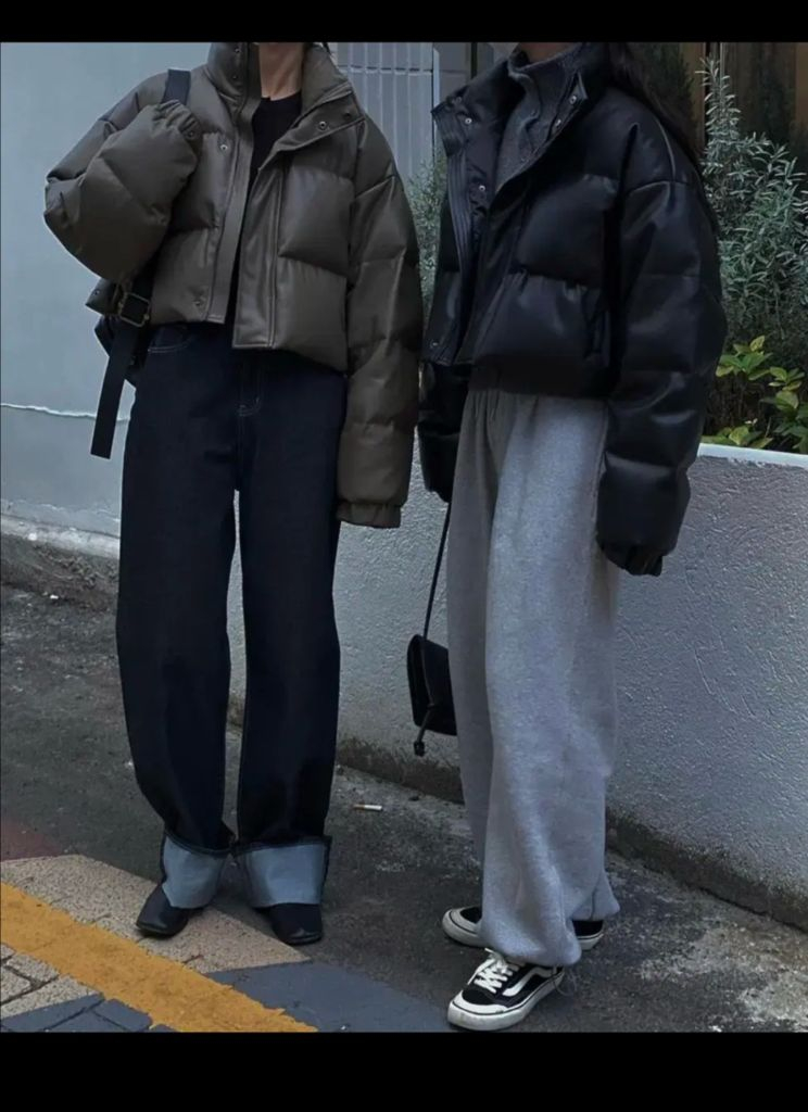 트리밍버드 덕다운 레더 패딩 블랙 이미지