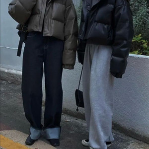 트리밍버드 덕다운 레더 패딩 블랙 이미지