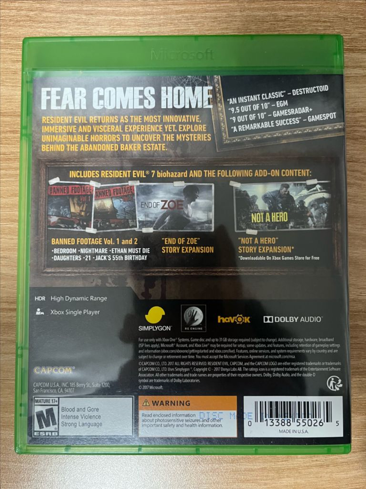 Xbox 레지던트 이블 7, re7, 바이오하자드7 골드 에디션 이미지