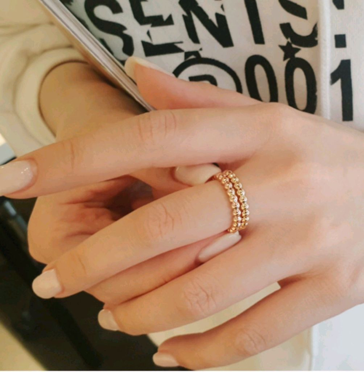 14K 3mm 할로우 볼볼 버블 빼를리 올밴드 볼볼이 반지--7