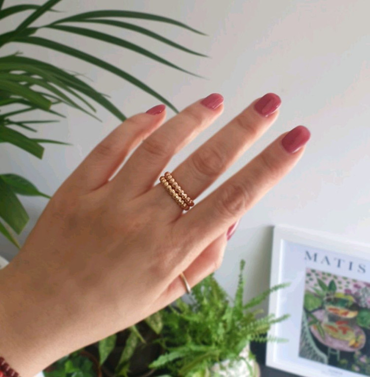 14K 3mm 할로우 볼볼 버블 빼를리 올밴드 볼볼이 반지--8