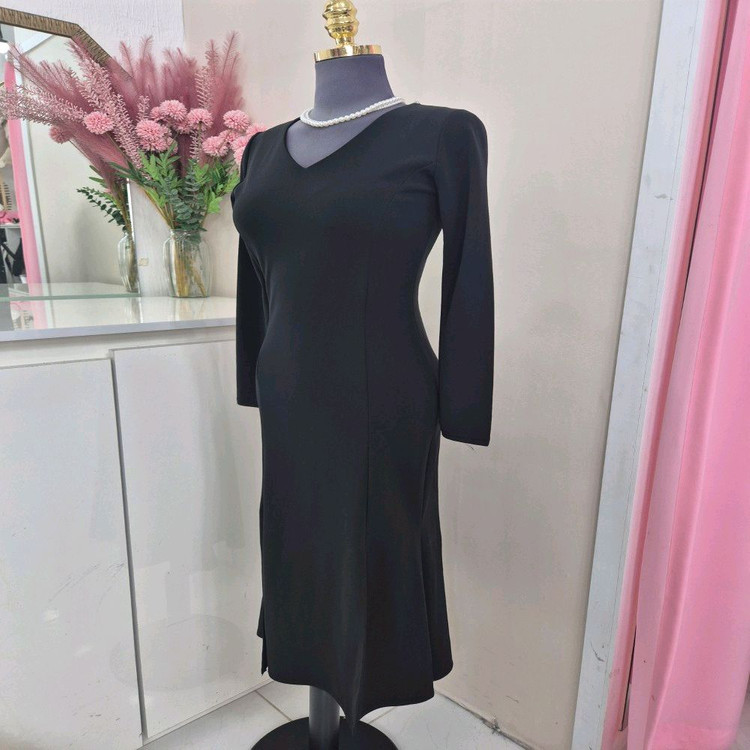 가성비갑 슬림핏 브이넥 머메이드 양트임 롱 원피스 (스판)--6