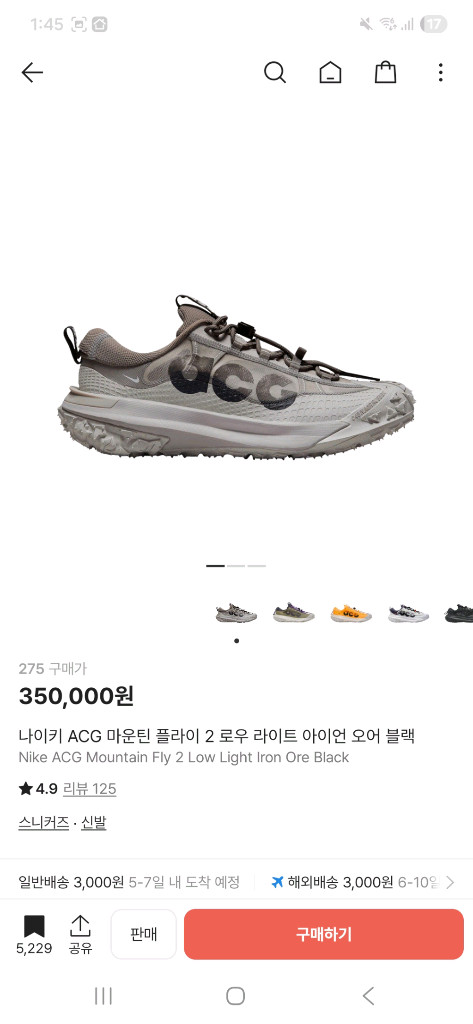 나이키 ACG 마운틴플라이2 아이언 오어 블랙 [275, 새상품]--7