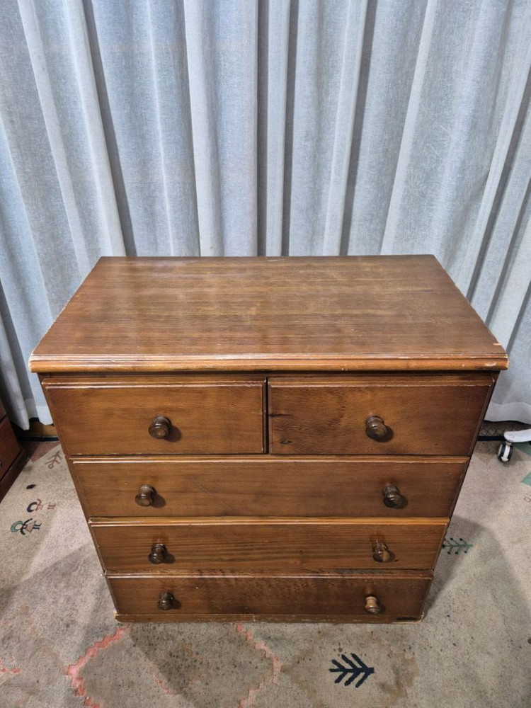 빈티지 우드 5D 4단서랍장--1