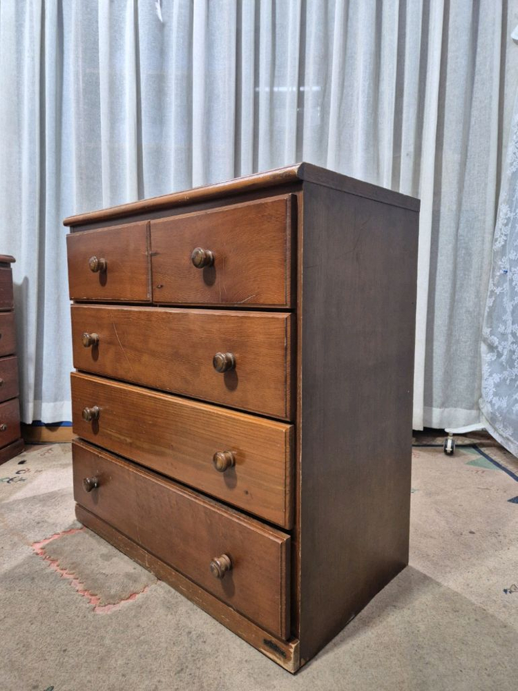 빈티지 우드 5D 4단서랍장--2