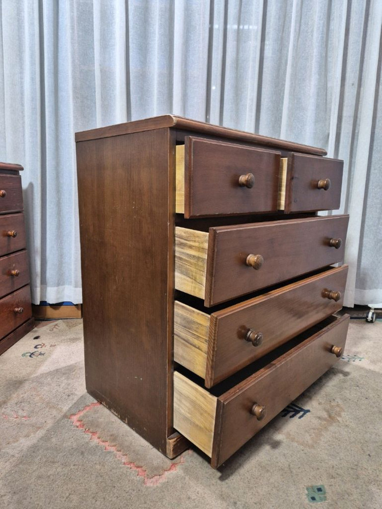 빈티지 우드 5D 4단서랍장--4