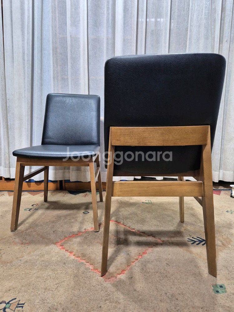 인테리어 디자인 원목 식탁의자x2--2