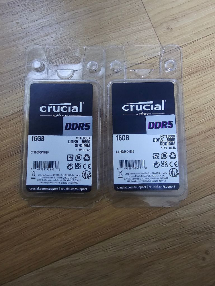 Crucial DDR5 16GB 5600MHz 노트북 램 2개 이미지
