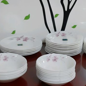 레트로 밀크글라스 빈티지 삼성글라스 1988년제조 접시 이미지