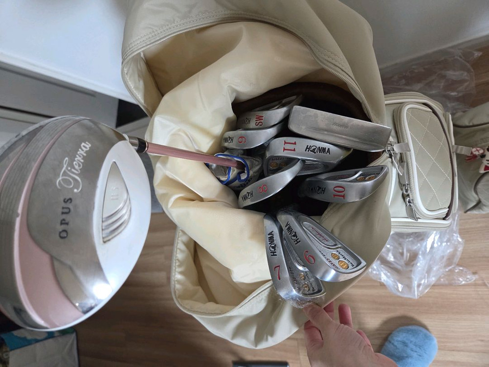 BMW Golfsport 골프 캐디백 보스턴백 세트 및 골프채 포함 이미지