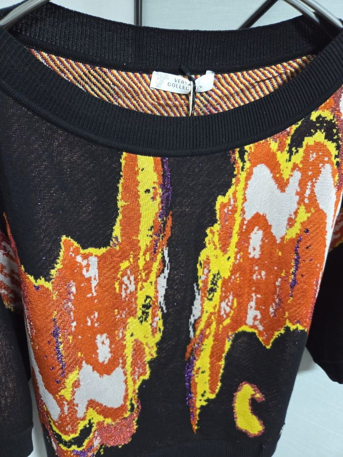 Versace Collection fire crop knit--3