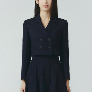 잇미샤 24년 트위드 크롭 자켓 하객룩 결혼식 올드머니룩 네이비