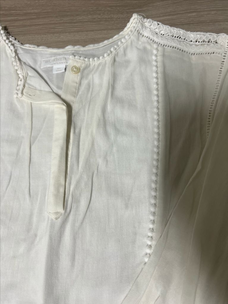 버버리 정품 키즈 레이스 화이트 원피스--2