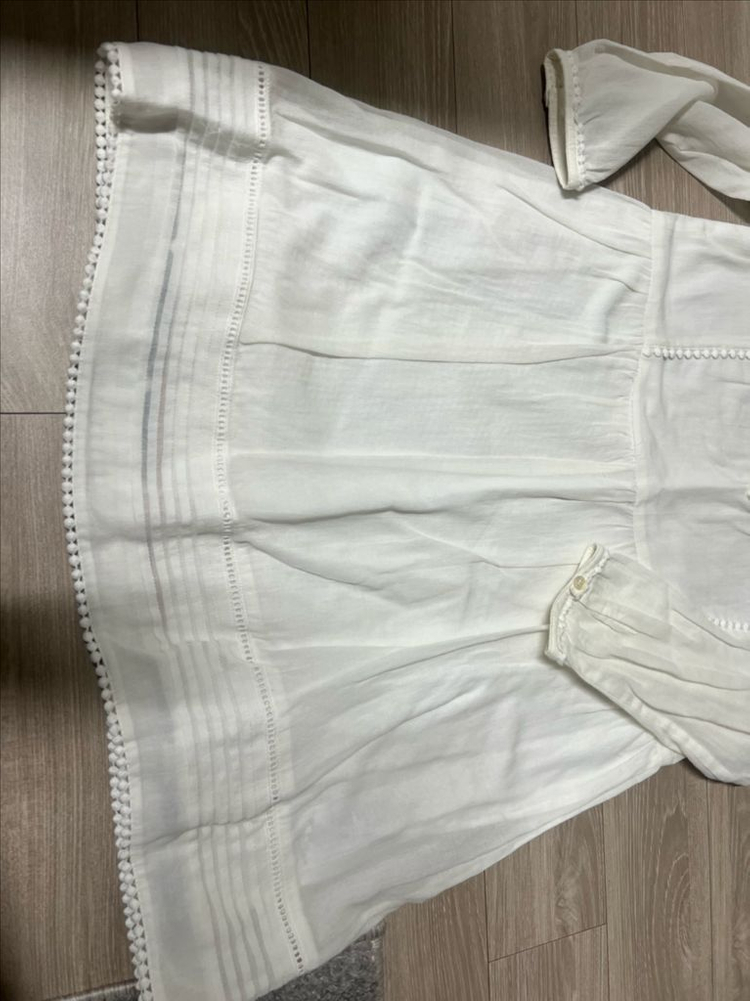 버버리 정품 키즈 레이스 화이트 원피스--3