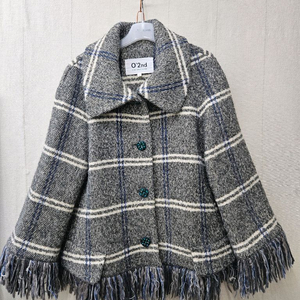 오즈세컨 알파카울 체크프릴코트 ~66초