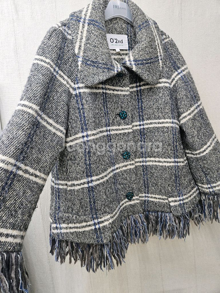 오즈세컨 알파카울 체크프릴코트 ~66초--1