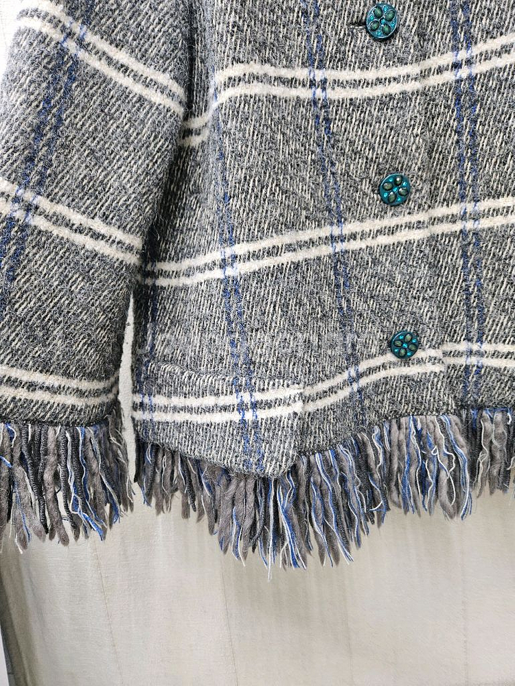 오즈세컨 알파카울 체크프릴코트 ~66초--3