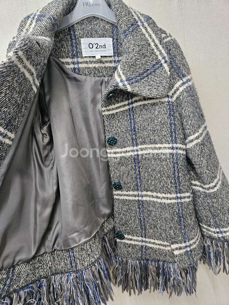 오즈세컨 알파카울 체크프릴코트 ~66초--7
