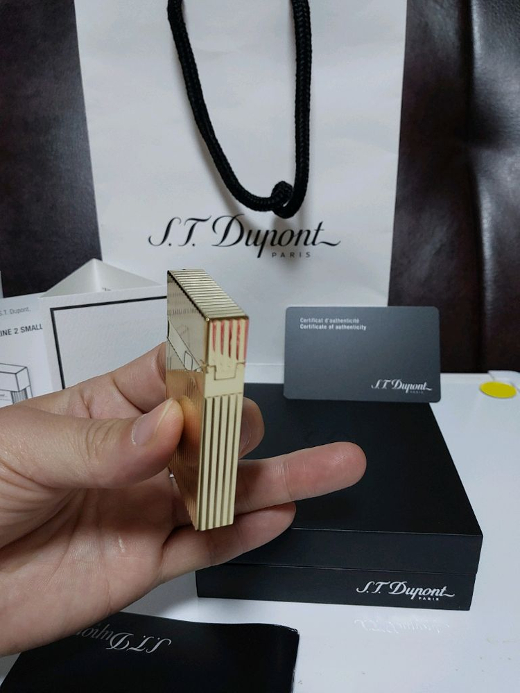 [새상품급] 듀퐁라이터 라인2 신형 ca16827 스트라이프 금장 쌍불 듀퐁라이타--4