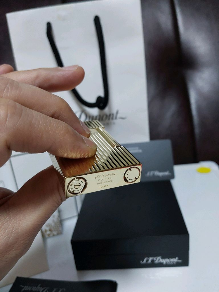 [새상품급] 듀퐁라이터 라인2 신형 ca16827 스트라이프 금장 쌍불 듀퐁라이타--6