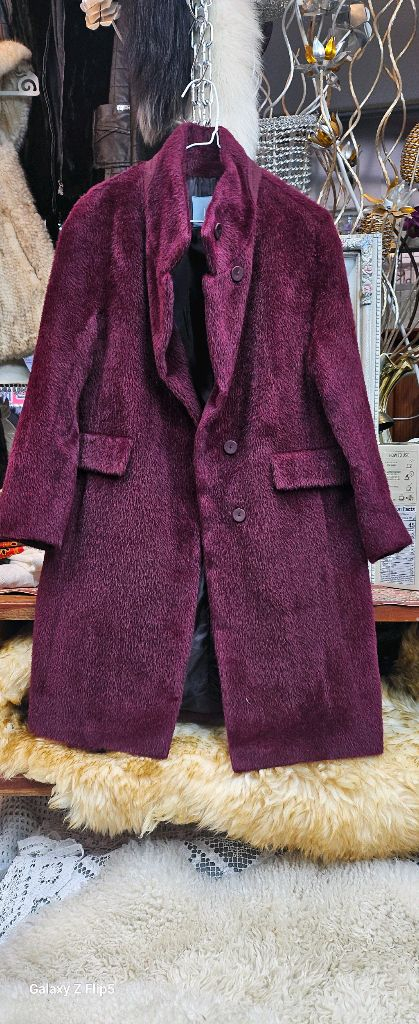 LBL 정품 여성 버건디 울 코트--1