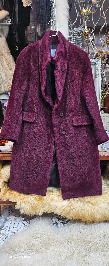 LBL 정품 여성 버건디 울 코트--4