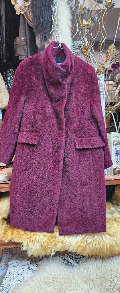 LBL 정품 여성 버건디 울 코트--6