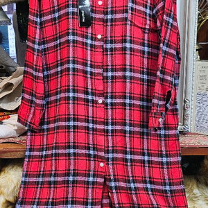 체크 롱슬리브 셔츠 원피스