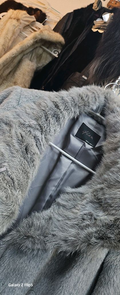 컬러천연밍크핸드메이드 트리밍 롱코트--5