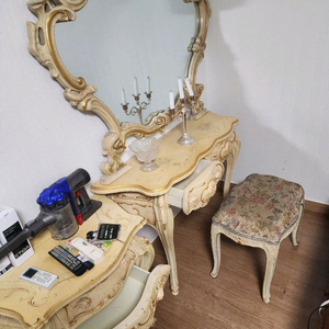 엔틱 화장대 거울 협탁의자 셋트