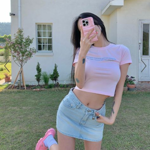 페일제이드 크롭 반팔티 / 핑크