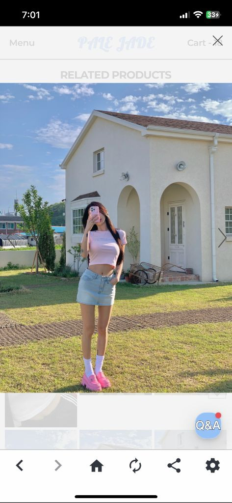 페일제이드 크롭 반팔티 / 핑크--1