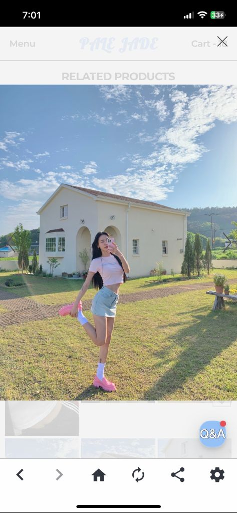 페일제이드 크롭 반팔티 / 핑크--3