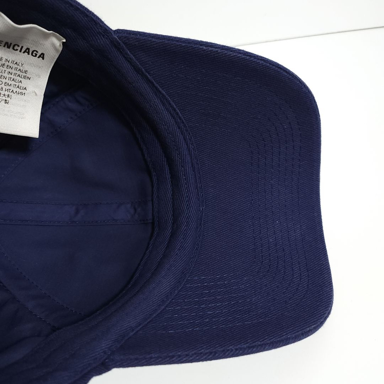 [L] 발렌시아가 네이비 자수 로고 볼캡 모자--5