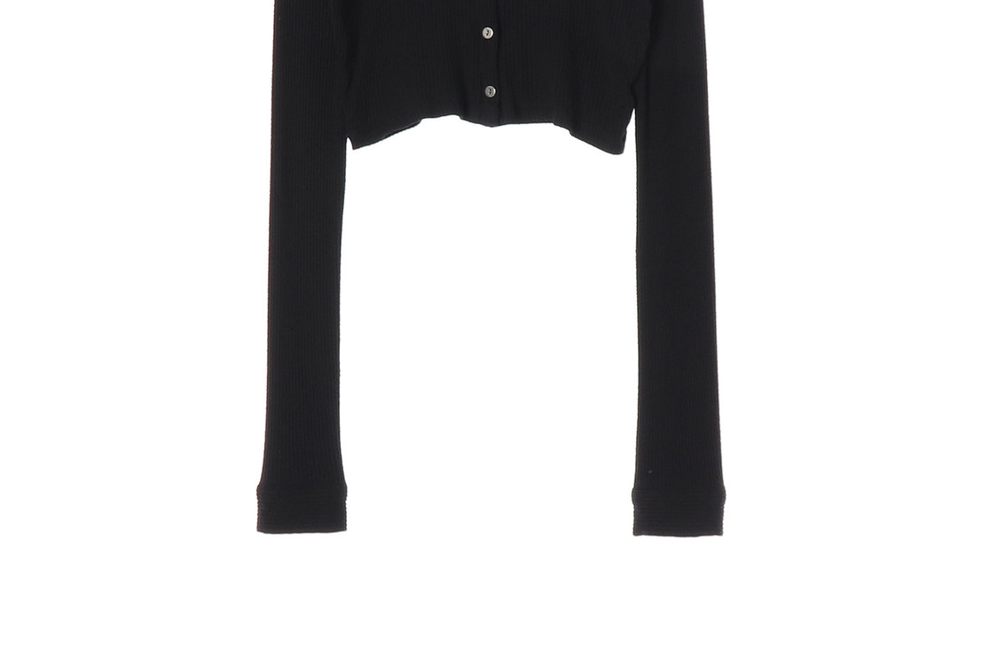 보헤미안서울 블랙 골지 카라 크롭 가디건 티셔츠 이미지