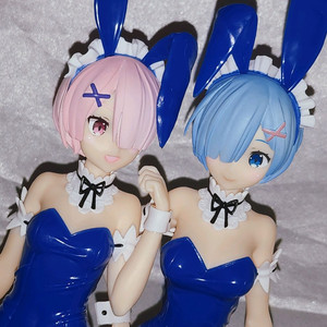 리제로 렘람 바니걸 블루컬러 미소녀 피규어 일괄 이미지