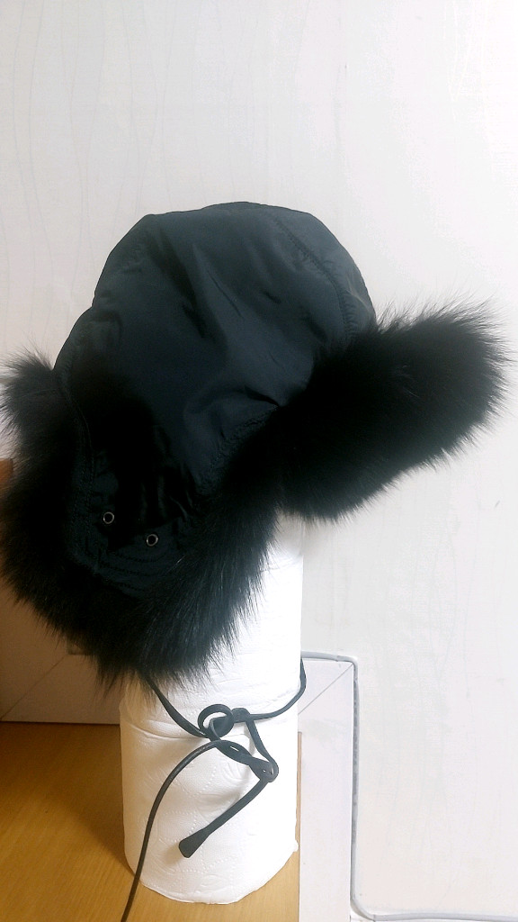 프라다 PRADA 정품 블랙 폭스퍼 트래퍼 햇 (1HC137) 이미지