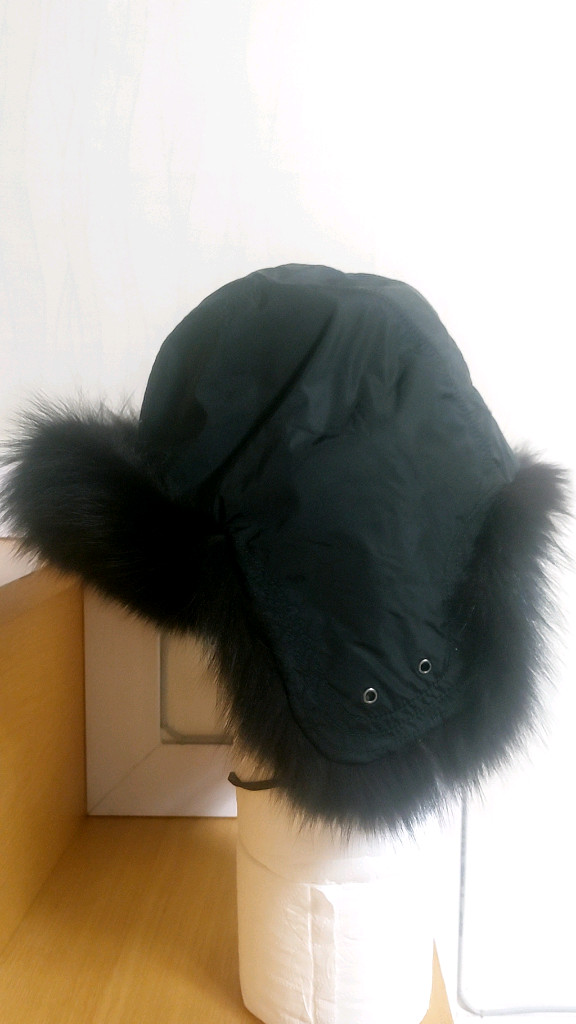 프라다 PRADA 정품 블랙 폭스퍼 트래퍼 햇 (1HC137) 이미지