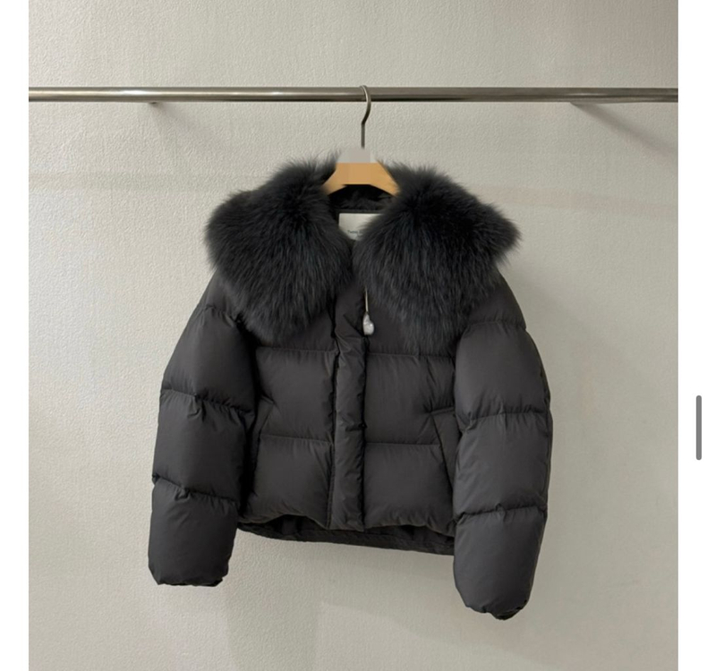 폭스퍼 덕다운 숏패딩 먹색 새상품--1