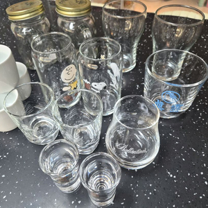 다양한 종류의 유리컵, 머그컵,샷잔 15종 모음 일괄판매(중고&새제품)