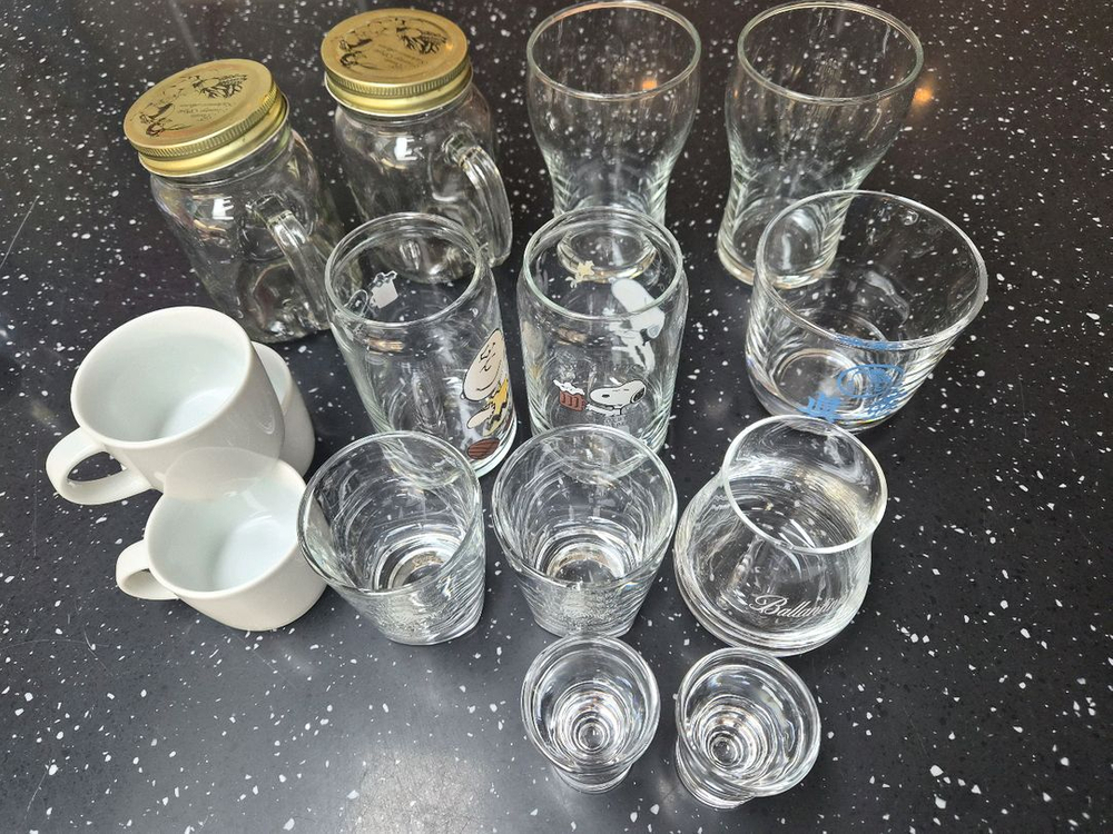 다양한 종류의 유리컵, 머그컵,샷잔 15종 모음 일괄판매(중고&새제품)--1