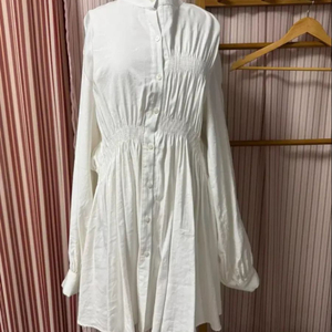 화이트 셔링 블라우스 셔츠 미니 원피스