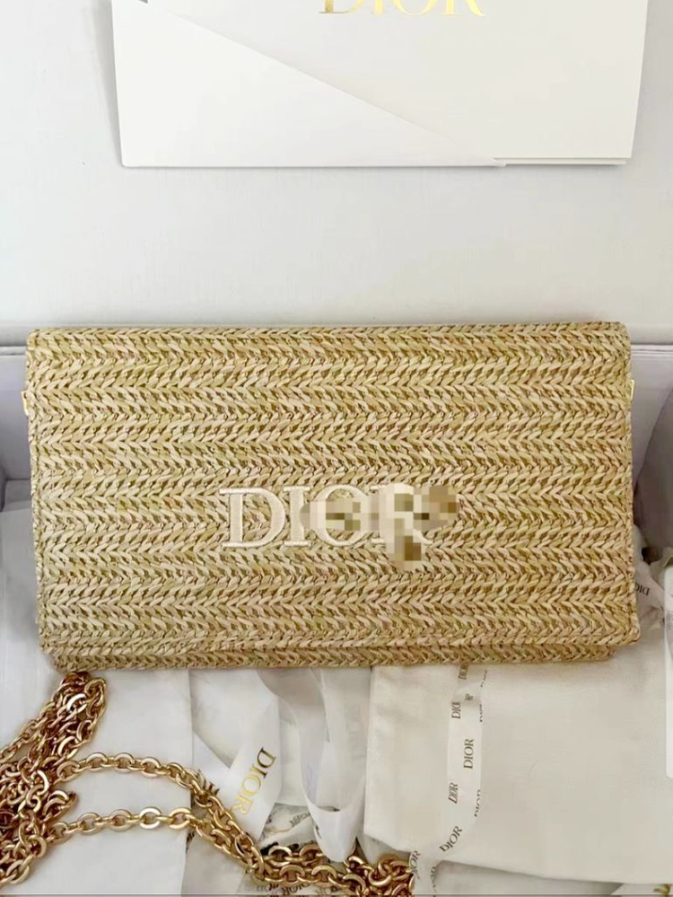Dior라탄 골드체인 클러치백,이너백(박스 +새상품)--6