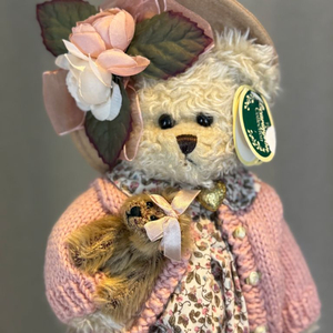 베어링턴 빈티지 곰인형 꽃무늬 원피스 핑크 가디건