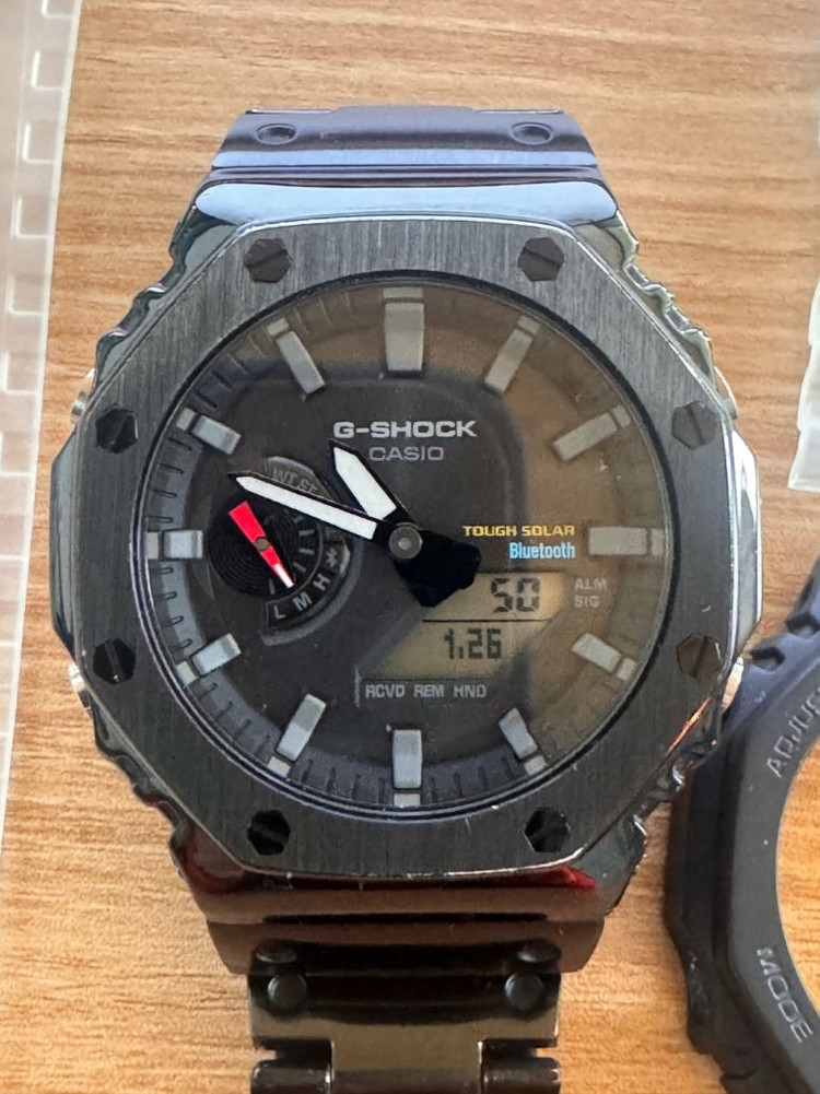 카시오 지샥 GA-B2100 지얄오크 터프솔라 블루투스 메탈 시계--2